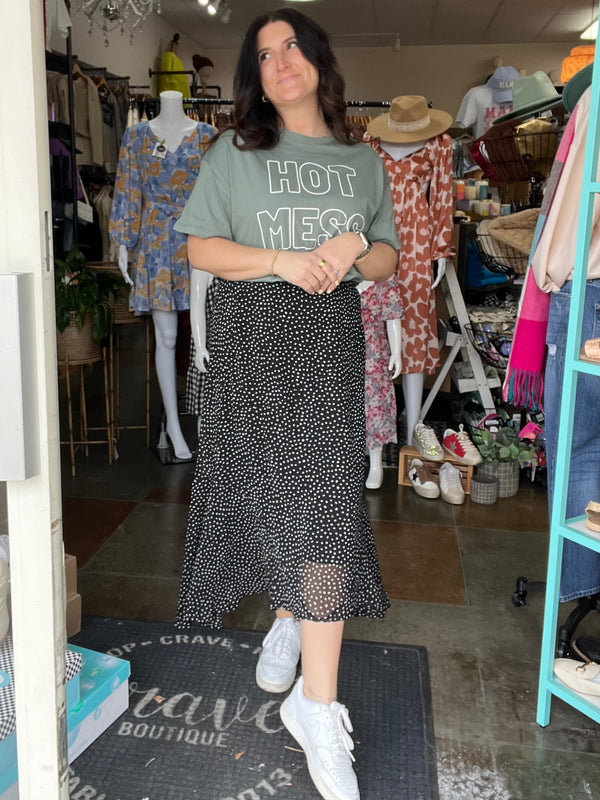 POLKA DOT MIDI SKIRT- 2 COLORS