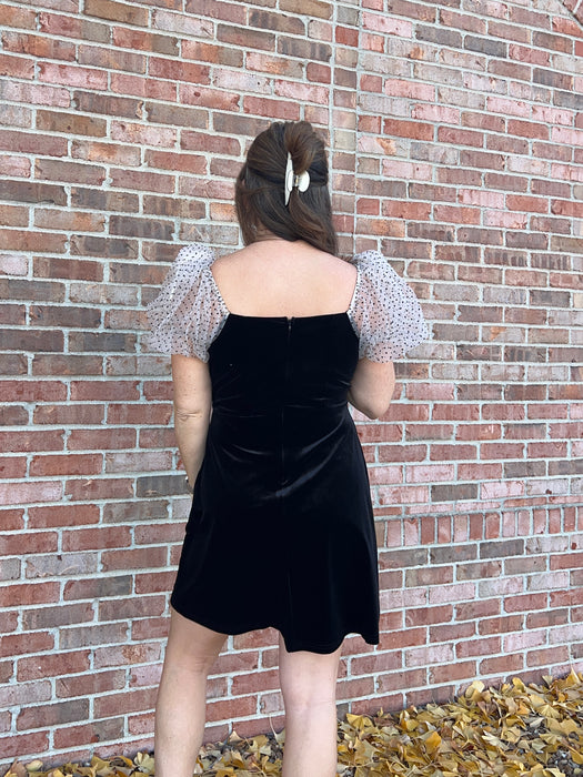 POLKA DOT VELVET DRESS