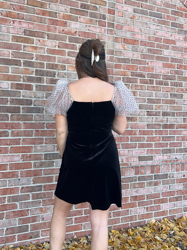 POLKA DOT VELVET DRESS