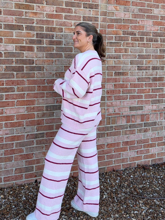 PINK STRIPED SWEATER SET