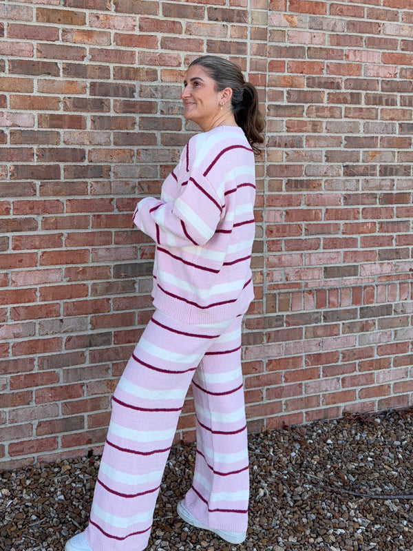 PINK STRIPED SWEATER SET
