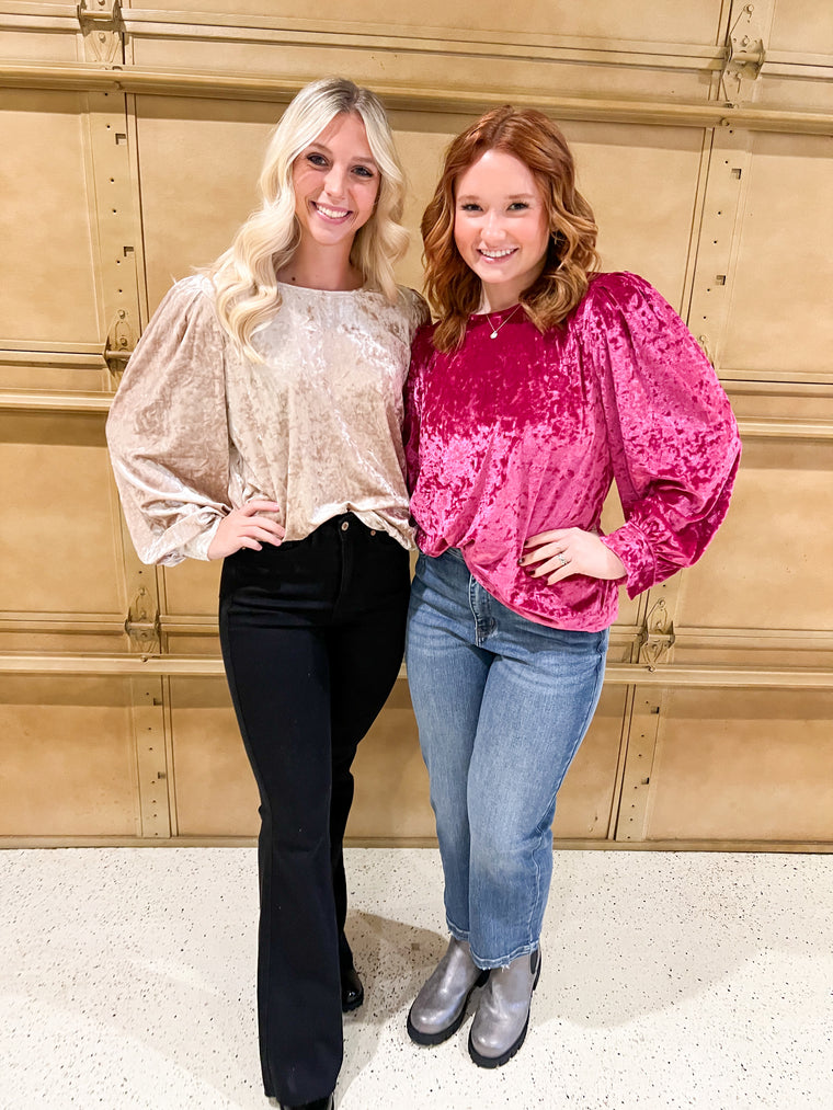 VELVET CRUSH TOP- 2 COLORS