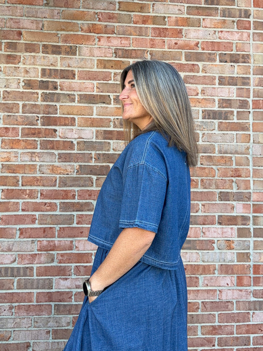 DENIM CROPPED TOP