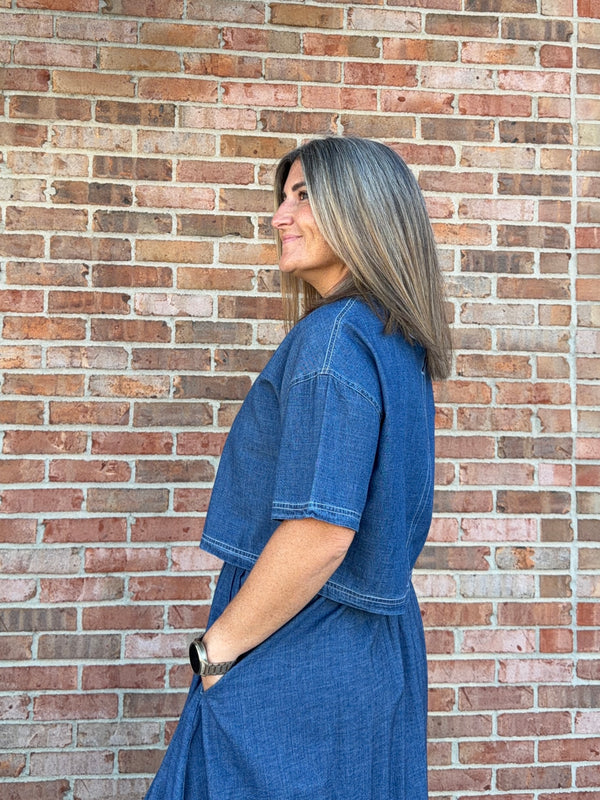 DENIM CROPPED TOP