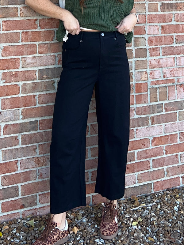 WIDE LEG DENIM PANTS- 2 COLORS