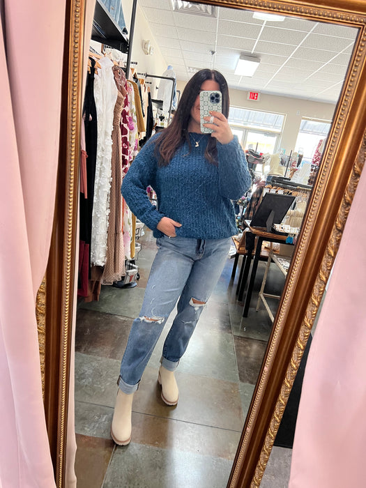 FUZZY BLUE SWEATER