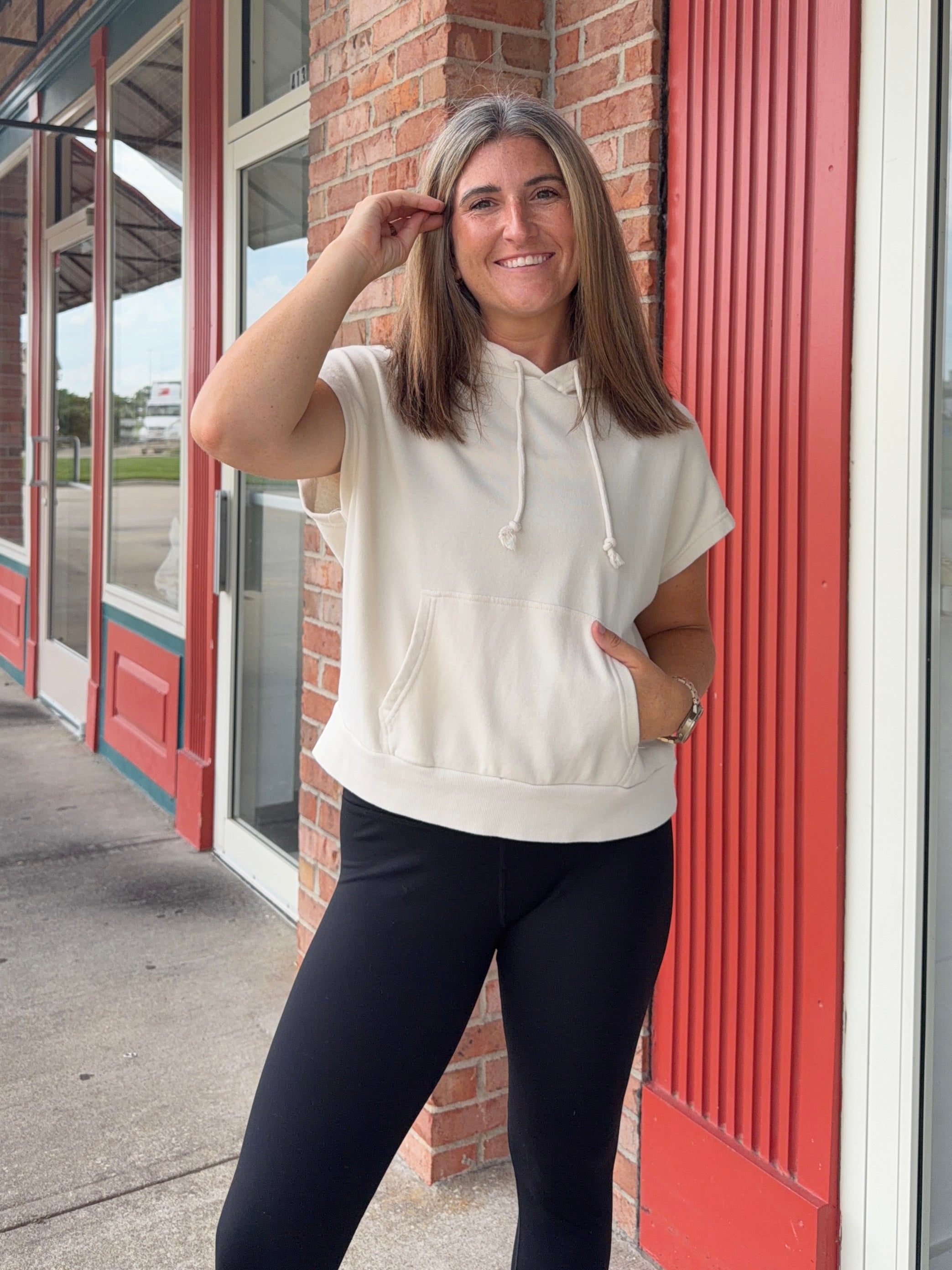 HOODED CAP SLEEVE TOP