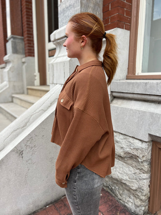 GET THE LOOK WAFFLE KNIT SHACKET- 2 COLORS