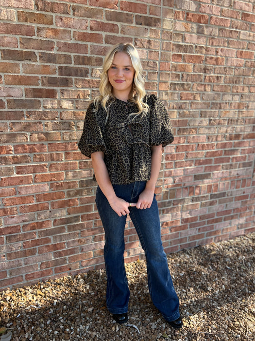 LEOPARD TIE TOP