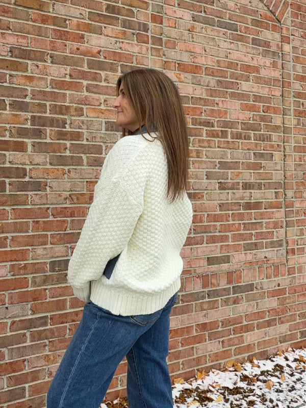 DENIM KNIT MIXED JACKET