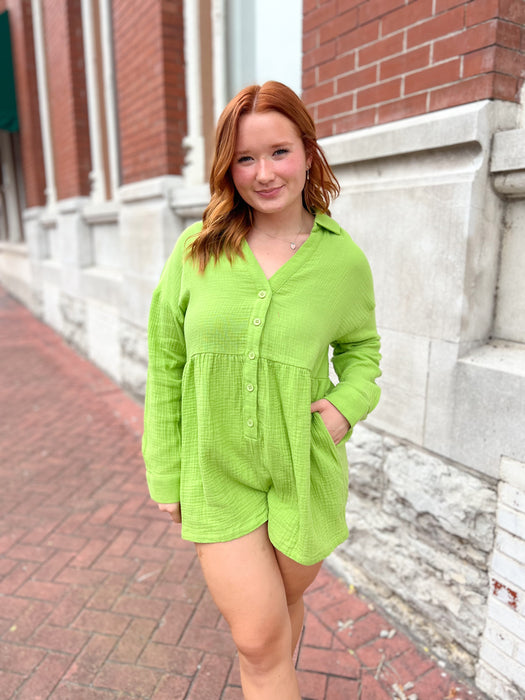 GAUZE COLLARED ROMPER- 2 COLORS