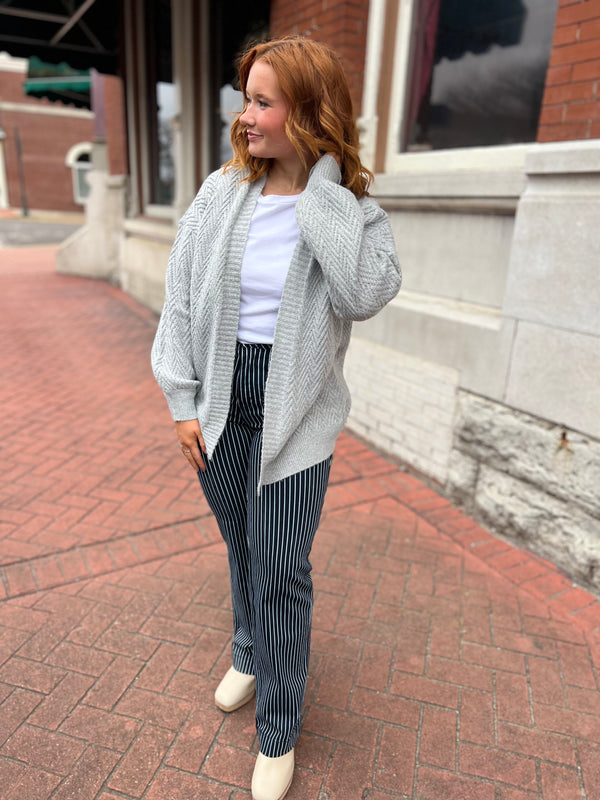 CHEVRON TEXTURED CARDIGAN- 2 COLORS
