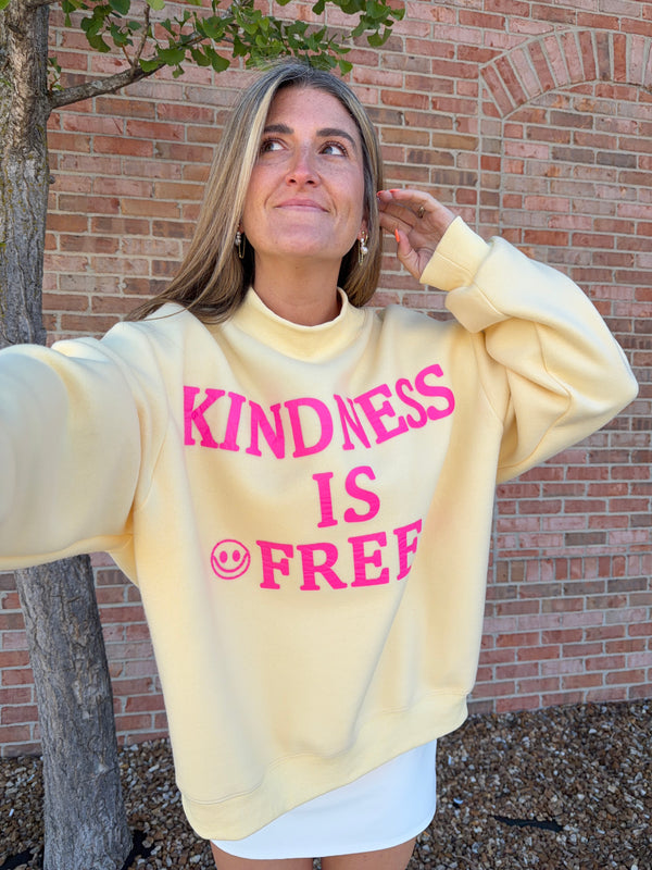 KINDNESS IS FREE MOCK NECK SWEATSHIRT (reversible)