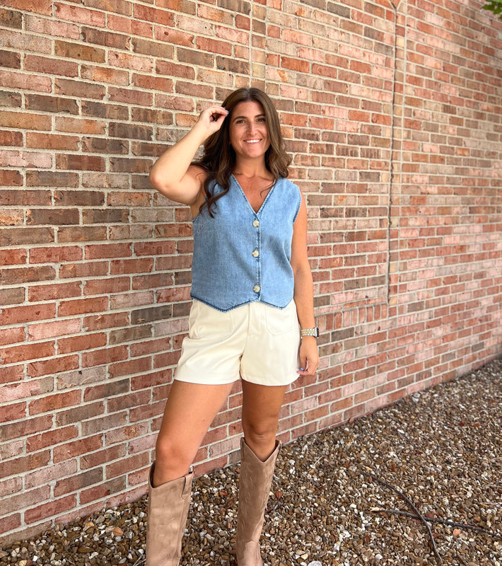 DENIM BUTTON UP VEST