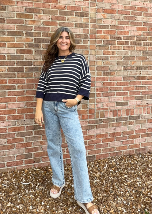 NAVY DROP SHOULDER SWEATER