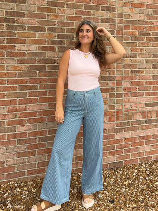 PINSTRIPE DENIM PANTS