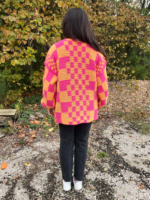MIXED CHECK PATTERN CARDIGAN- 3 COLORS