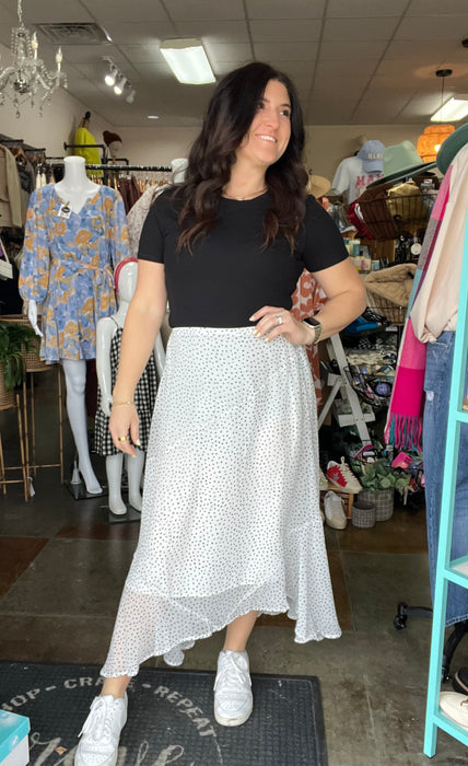 POLKA DOT MIDI SKIRT- 2 COLORS