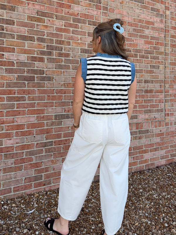 DENIM TRIM VEST- 2 COLORS