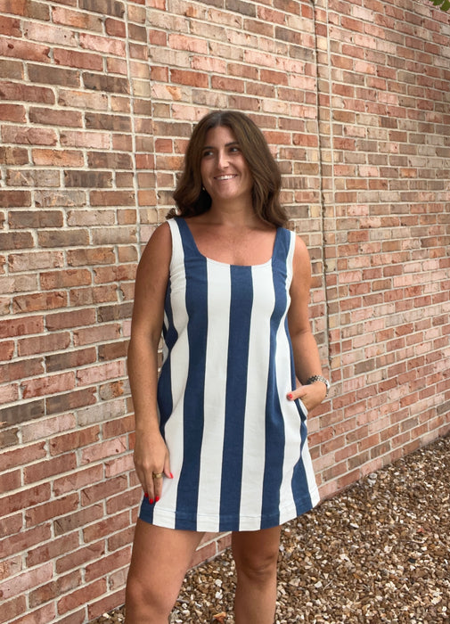 INDIGO STRIPED DRESS