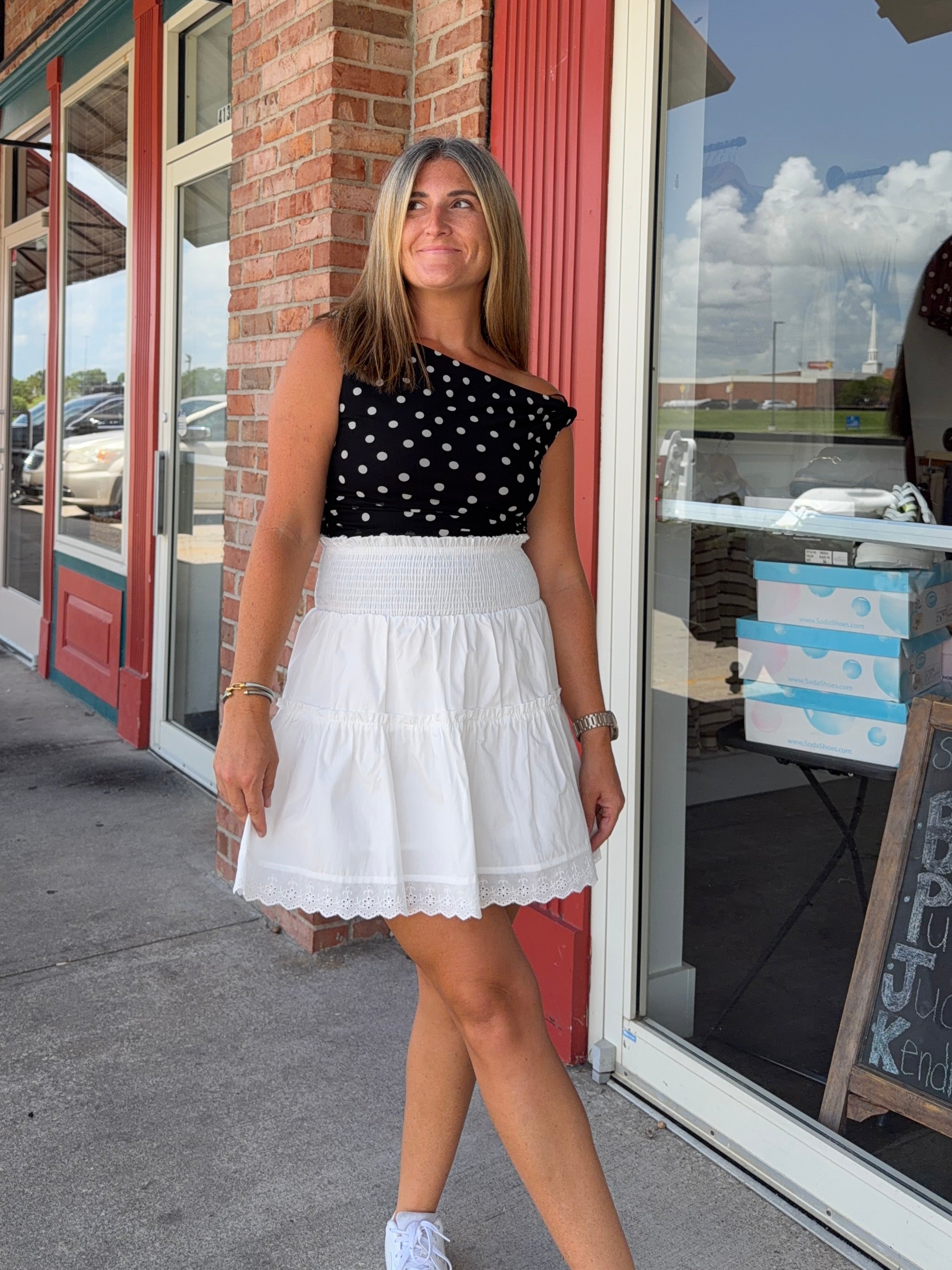 SMOCKED WAIST SKIRT- 2 COLORS