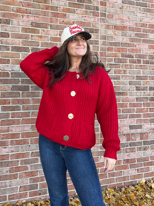 GOLD BUTTON CARDIGAN- 3 COLORS
