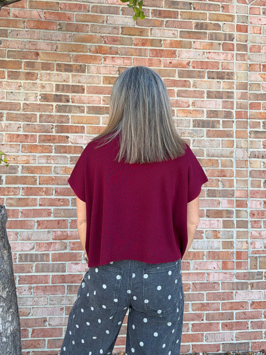 BOXY CROPPED MOCK NECK SWEATER- 3 COLORS