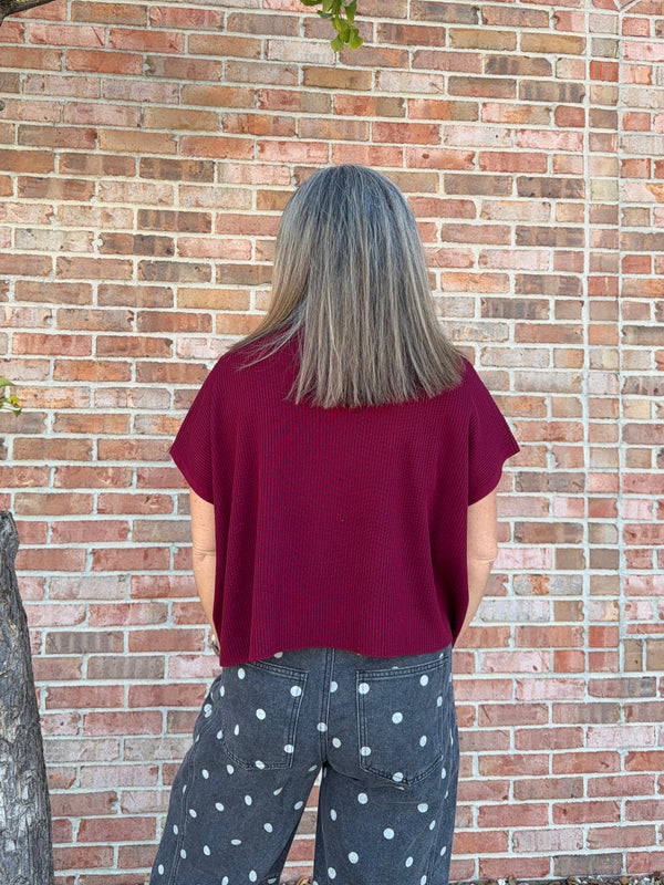 BOXY CROPPED MOCK NECK SWEATER- 3 COLORS