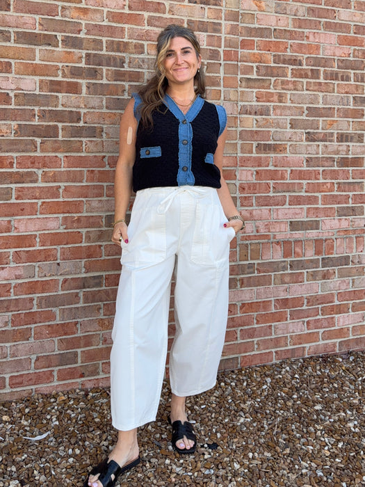 DENIM TRIM VEST- 2 COLORS