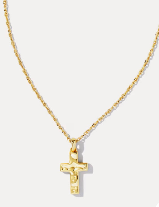KENDRA SCOTT: CROSS PENDANT GOLD METAL
