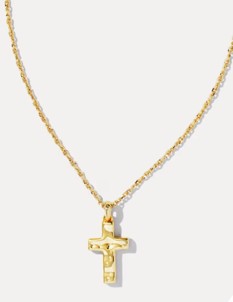 KENDRA SCOTT: CROSS PENDANT GOLD METAL