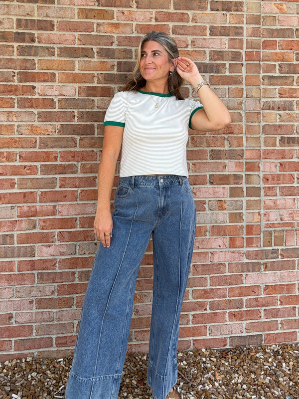 FRONT SEAM DENIM PANTS