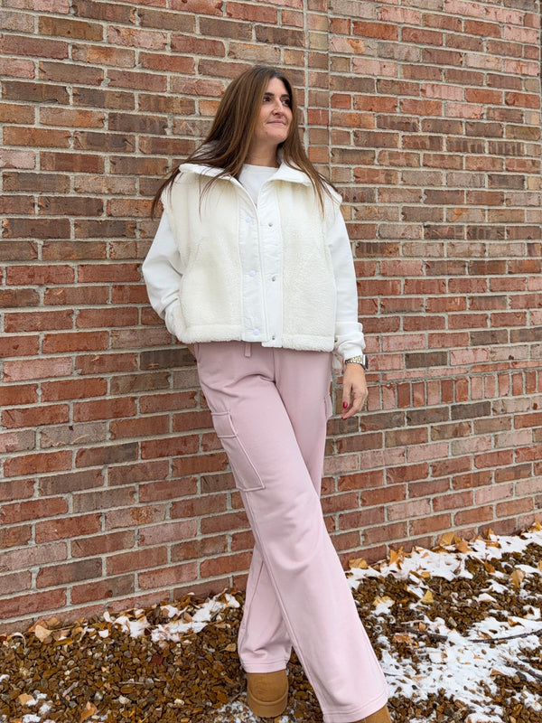 BOW TIED FUZZY VEST- 2 COLORS