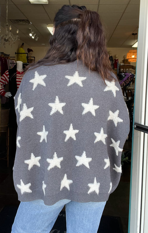 BOUCLE STAR DETAIL CARDIGAN- 2 COLORS