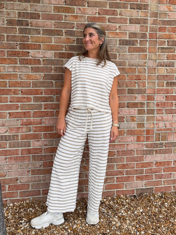 SWEETHEART STRIPED WIDE LEG PANTS- 2 COLORS