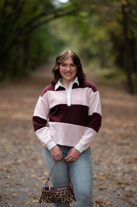 THICK STRIPED POLO TOP- 2 COLORS