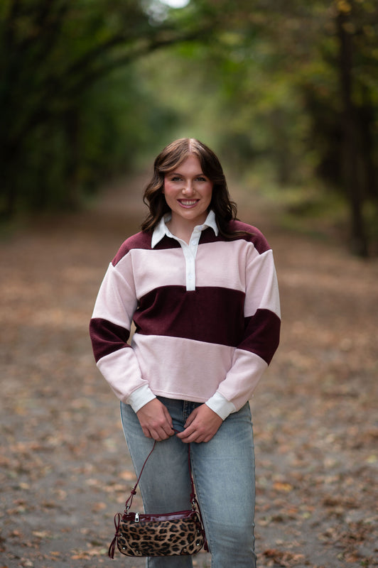 THICK STRIPED POLO TOP- 2 COLORS