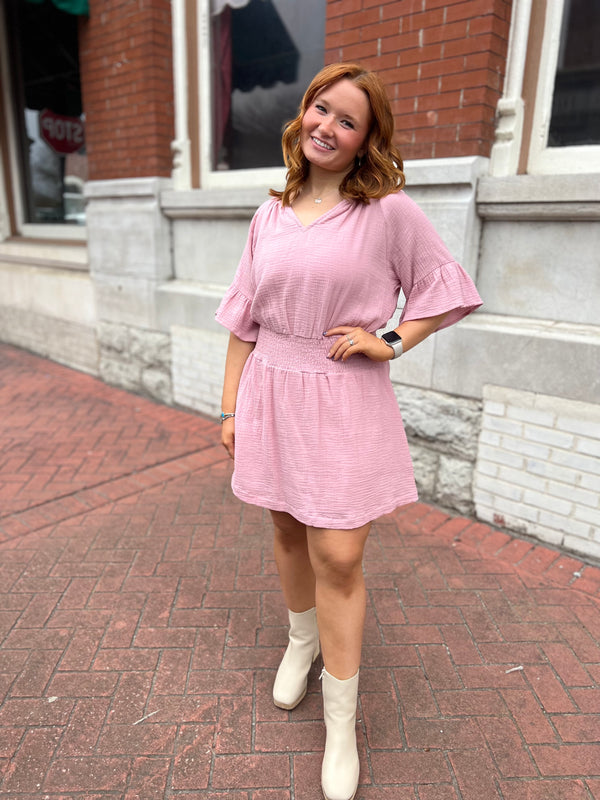 PRETTY IN PINK GAUZE DRESS