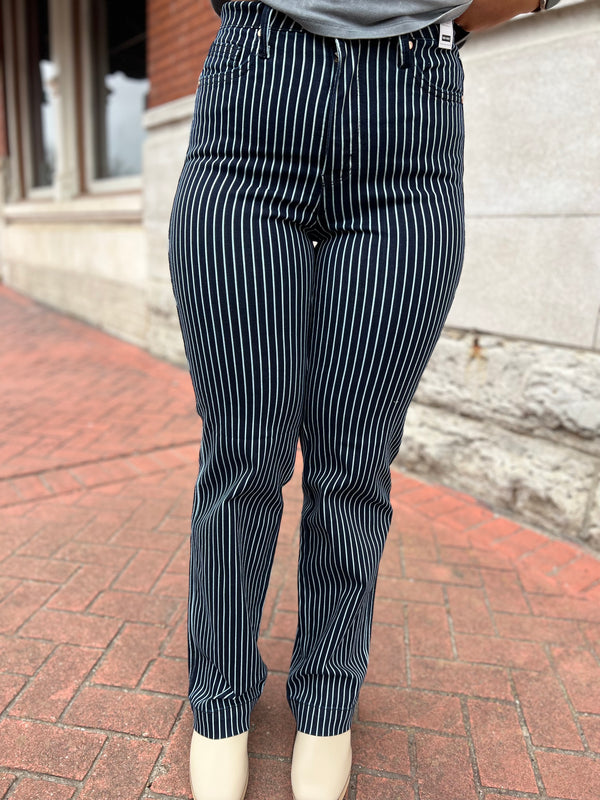 STRIPED STRAIGHT LEG JEANS