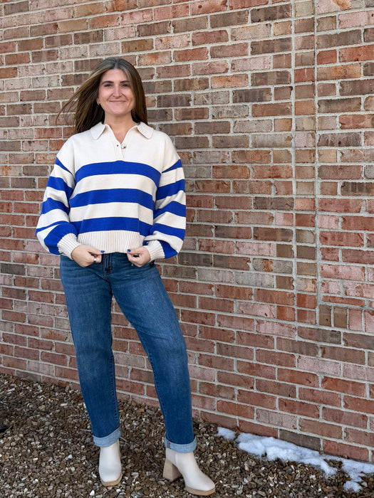 COBALT STRIPED SWEATER
