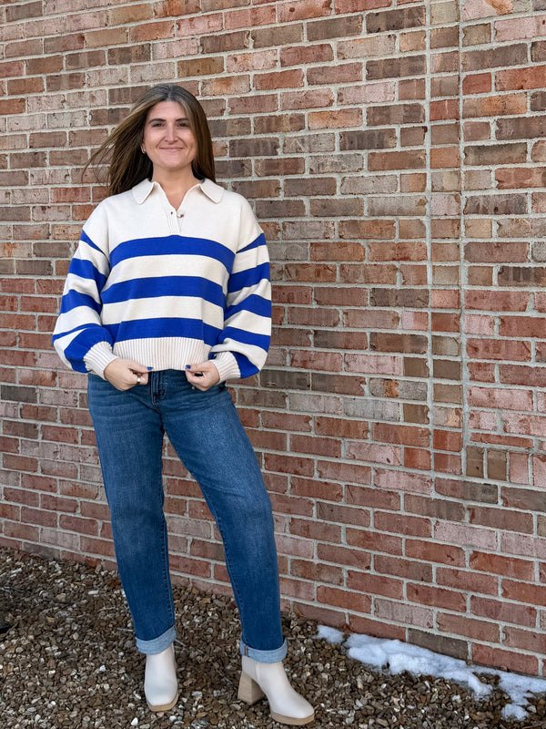COBALT STRIPED SWEATER