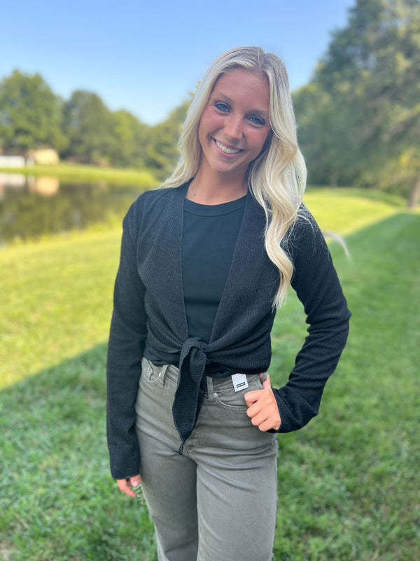 BLACK WRAP CARDIGAN