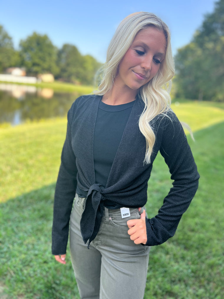 BLACK WRAP CARDIGAN
