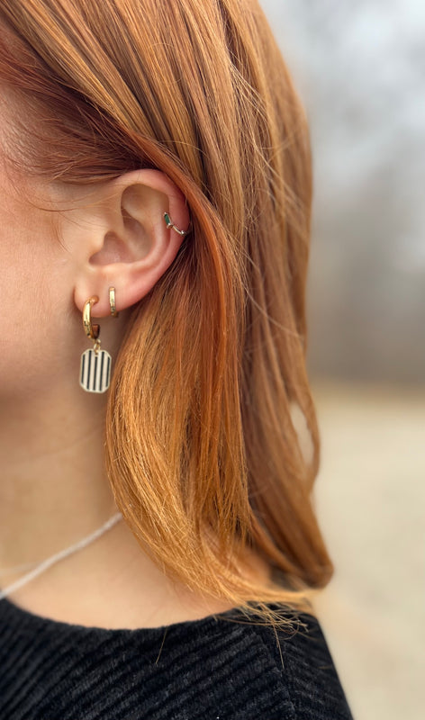 STRIPED HUGGIE HOOP EARRING