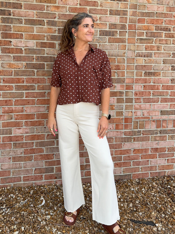 POLKA DOT COLLARED TOP- 3 COLORS