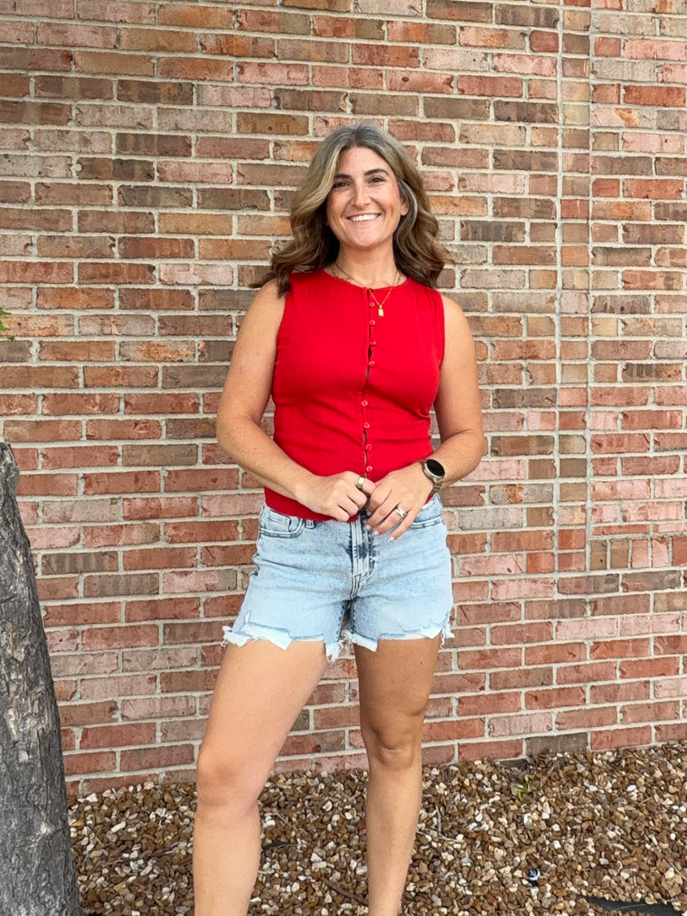 BUTTON FRONT TANK TOP- 2 COLORS