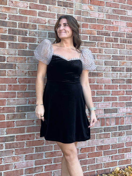 POLKA DOT VELVET DRESS