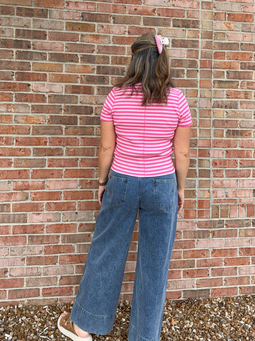 PINK STRIPED TEE