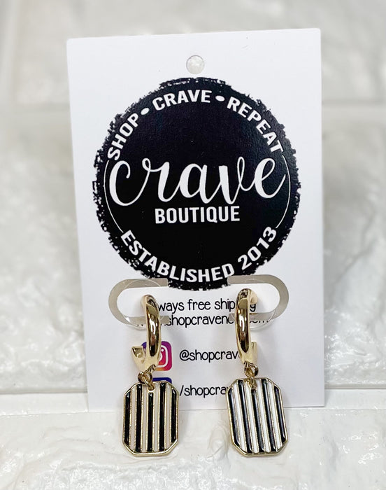 STRIPED HUGGIE HOOP EARRING