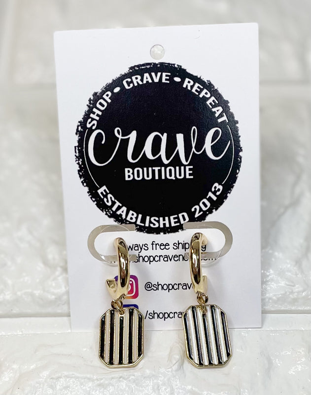 STRIPED HUGGIE HOOP EARRING